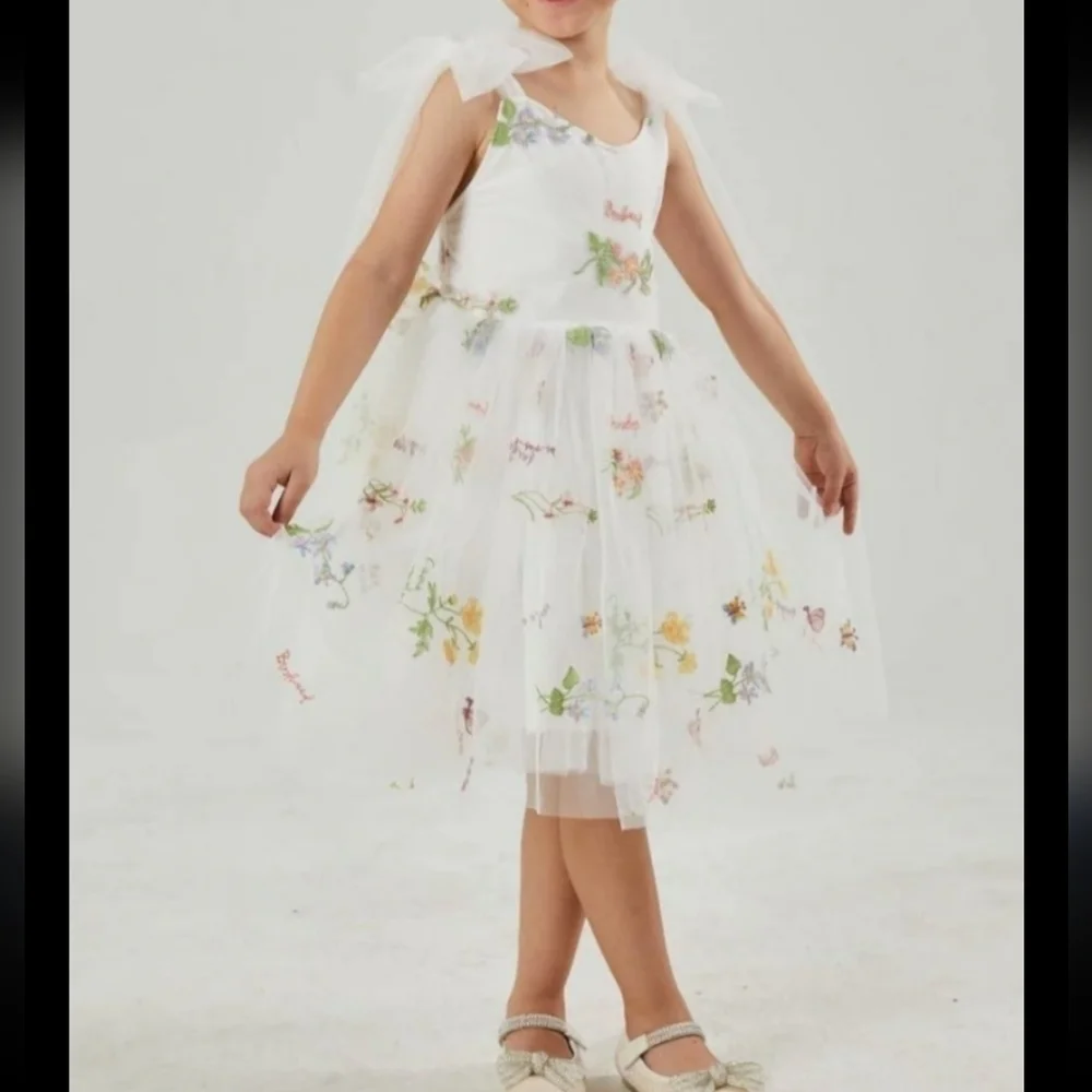 Floral White Kids Wedding Easter Dress
